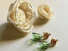Kusumaprabha . कुसुमांप्रभा | Designer Glass Earring - Green Jhumka