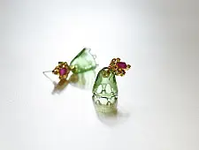 Kusumaprabha . कुसुमांप्रभा | Designer Glass Earring - Green Jhumka