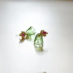 Kusumaprabha . कुसुमांप्रभा | Designer Glass Earring - Green Jhumka