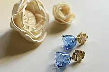 Kusumaprabha . कुसुमांप्रभा | Designer Glass Earring - Blue Jhumka