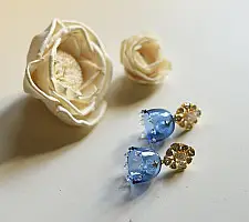 Kusumaprabha . कुसुमांप्रभा | Designer Glass Earring - Blue Jhumka