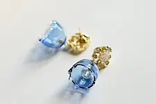 Kusumaprabha . कुसुमांप्रभा | Designer Glass Earring - Blue Jhumka