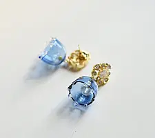Kusumaprabha . कुसुमांप्रभा | Designer Glass Earring - Blue Jhumka