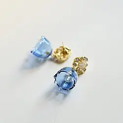 Kusumaprabha . कुसुमांप्रभा | Designer Glass Earring - Blue Jhumka