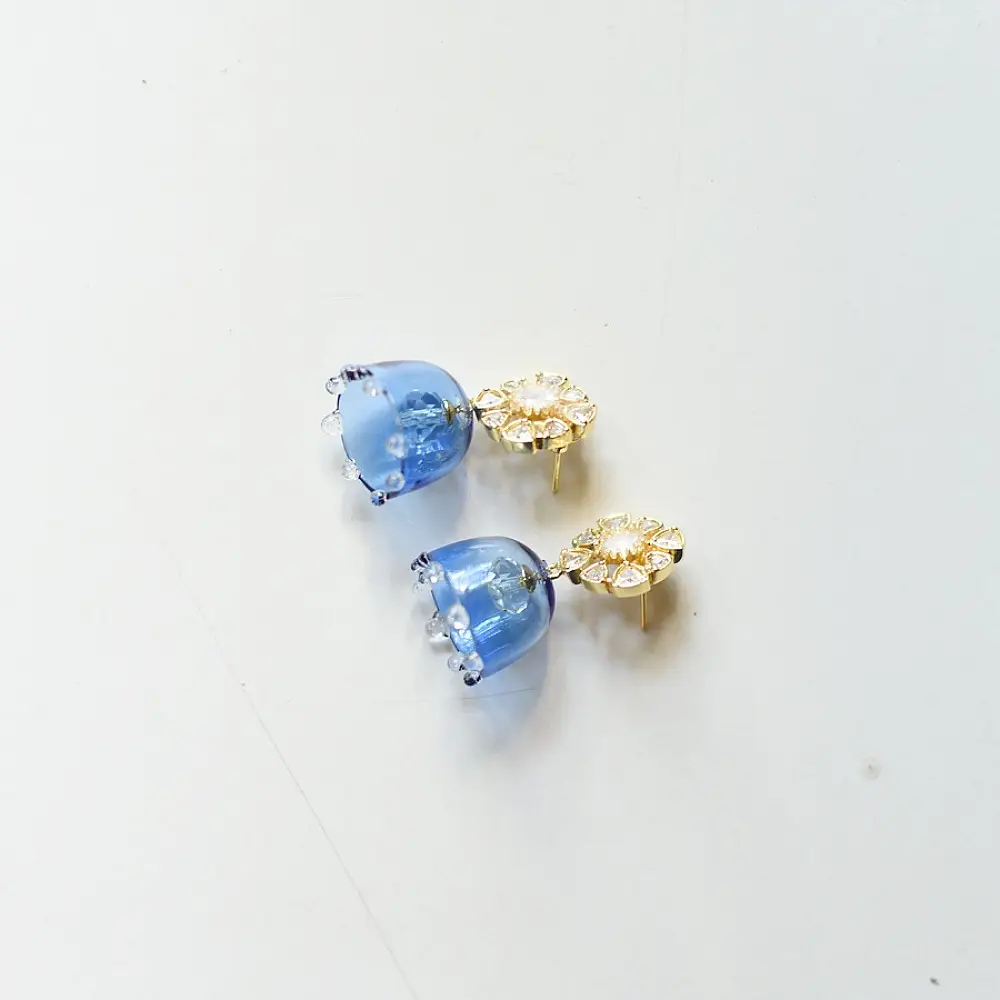 online Handmade designer glass Earring - Green Jhumka