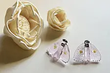 Kusumaprabha . कुसुमांप्रभा ✦ Handmade Glass Pale Pink Moth Earring