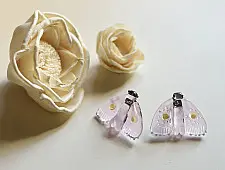 Kusumaprabha . कुसुमांप्रभा ✦ Handmade Glass Pale Pink Moth Earring
