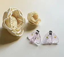 Kusumaprabha . कुसुमांप्रभा ✦ Handmade Glass Pale Pink Moth Earring