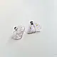 handcrafted translucent pale pink glass moth stud earrings featuring textured grooved wings and yellow spot accents