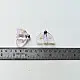 handcrafted translucent pale pink glass moth stud earrings featuring textured grooved wings and yellow spot accents