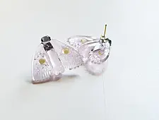Kusumaprabha . कुसुमांप्रभा ✦ Handmade Glass Pale Pink Moth Earring