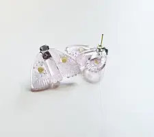 Kusumaprabha . कुसुमांप्रभा ✦ Handmade Glass Pale Pink Moth Earring