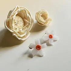 Kusumaprabha . कुसुमांप्रभा ✦ Handmade Glass Earring - Shiuli Flower
