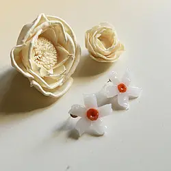 Kusumaprabha . कुसुमांप्रभा ✦ Handmade Glass Earring - Shiuli Flower