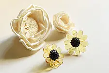 Kusumaprabha . कुसुमांप्रभा ✦ Handcrafted Glass Earring - Amber Yellow Flame Bloom