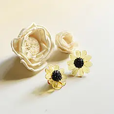 Kusumaprabha . कुसुमांप्रभा ✦ Handcrafted Glass Earring - Amber Yellow Flame Bloom