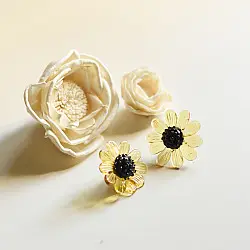 Kusumaprabha . कुसुमांप्रभा ✦ Handcrafted Glass Earring - Amber Yellow Flame Bloom