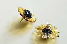 Kusumaprabha . कुसुमांप्रभा ✦ Handcrafted Glass Earring - Amber Yellow Flame Bloom