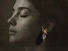 Kusumaprabha . कुसुमांप्रभा | Designer Glass Earring - Blue Bug