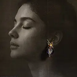Kusumaprabha . कुसुमांप्रभा | Designer Glass Earring - Blue Bug