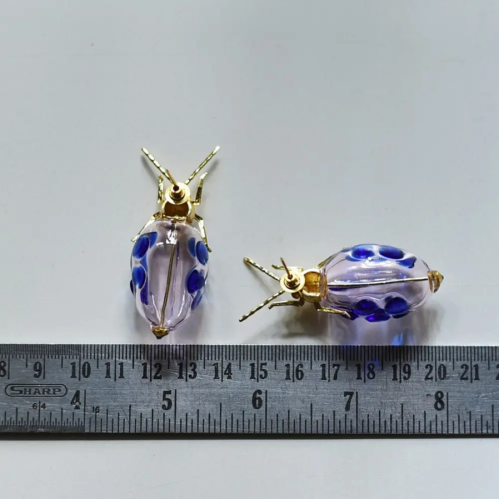 online Handmade designer glass earring Blue Bug