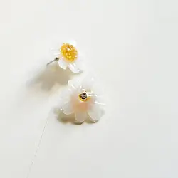 Kusumaprabha . कुसुमांप्रभा ✦ Handcrafted Glass Earring - Frosted Glass Daisy 