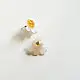 handcrafted translucent frosted glass daisy stud earrings featuring layered white petals and a textured amber yellow center cap