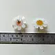 handcrafted translucent frosted glass daisy stud earrings featuring layered white petals and a textured amber yellow center cap