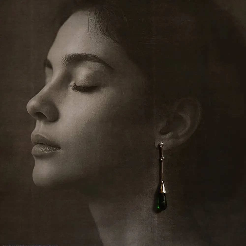 online Handmade designer glass Green earring