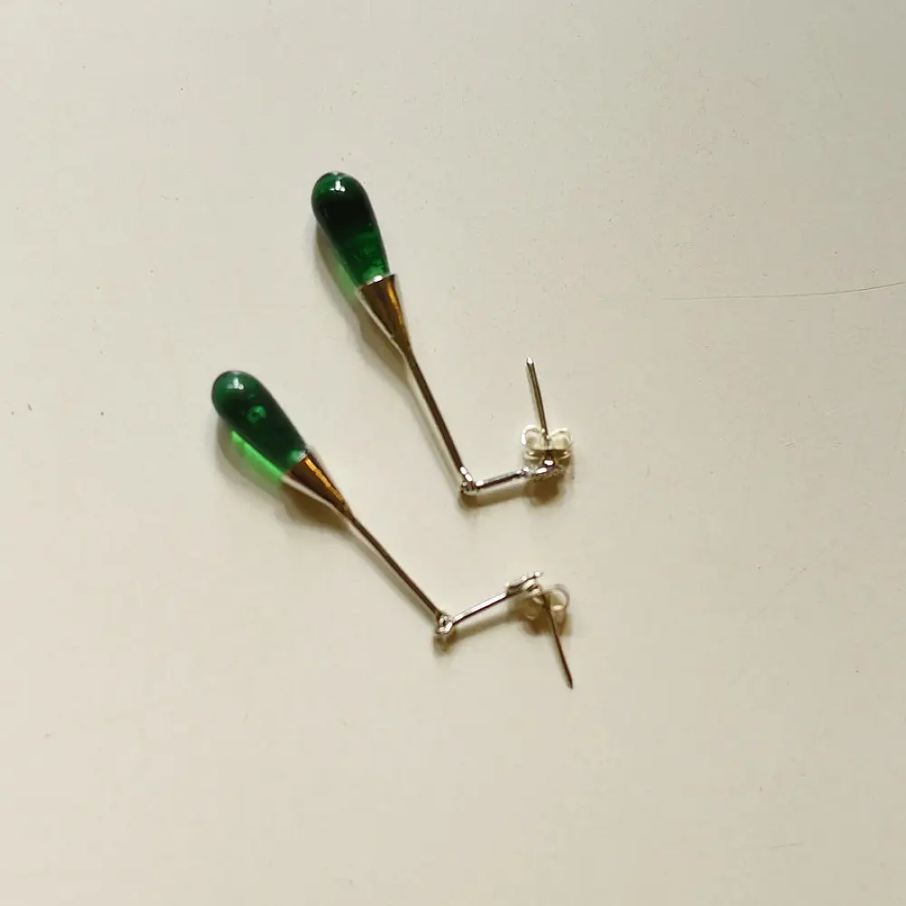 online Handmade designer glass Green earring