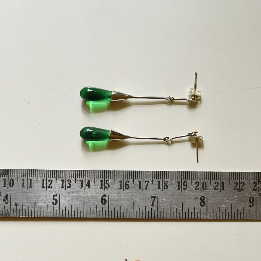 online Handmade designer glass Green earring