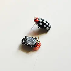 Kusumaprabha . कुसुमांप्रभा ✦ Handcrafted Glass Earring - Polka Bug