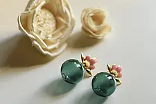 Kusumaprabha . कुसुमांप्रभा ✦ Handcrafted Glass Earring - Lotus Bud