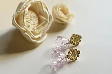 Kusumaprabha . कुसुमांप्रभा ✦ Handmade Glass Earring - Mini Pink Bell Drop