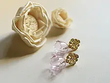 Kusumaprabha . कुसुमांप्रभा ✦ Handmade Glass Earring - Mini Pink Bell Drop