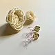 handcrafted mini pink translucent glass bell drop earrings with detailed gold filigree stud tops   