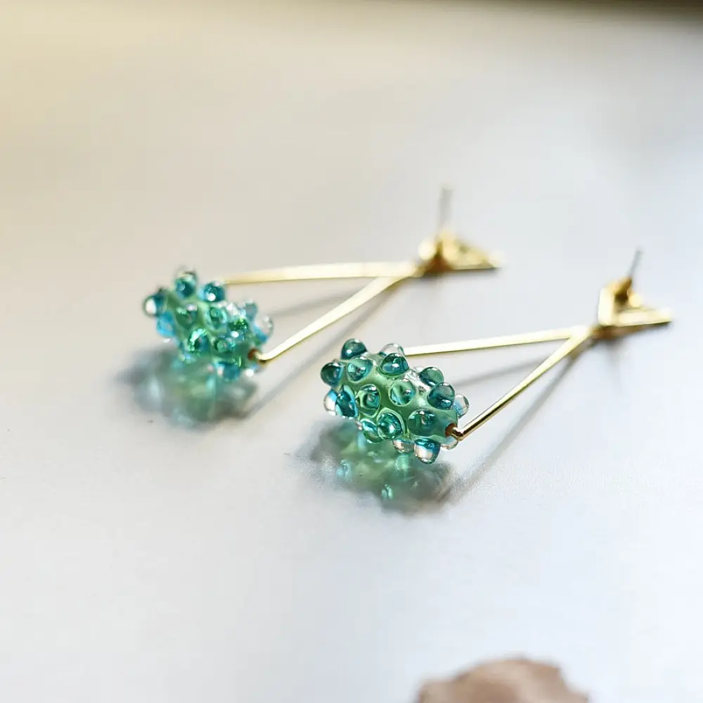 online Designer Handcrafted Glass Green Earring 
