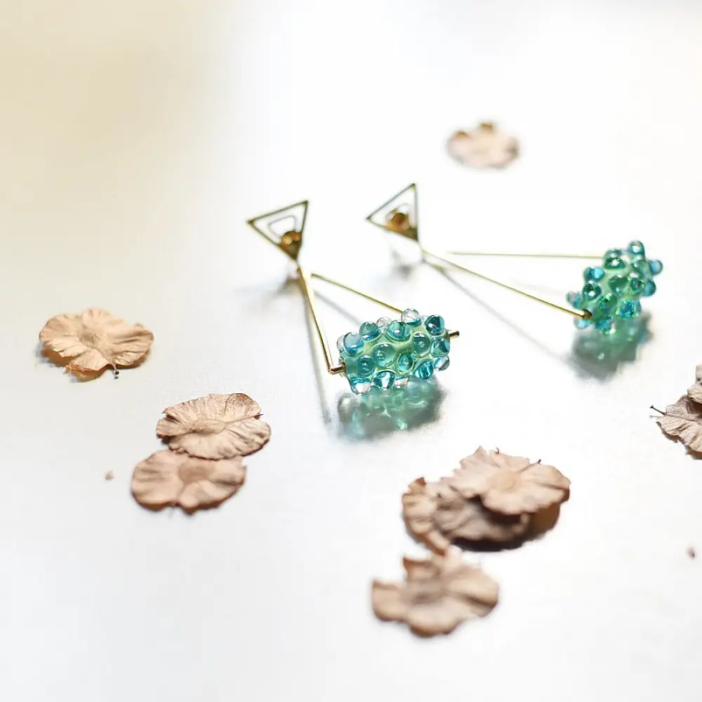 online Designer Handcrafted Glass Green Earring 