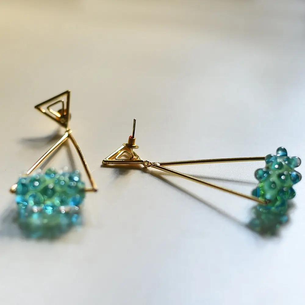 online Designer Handcrafted Glass Green Earring 