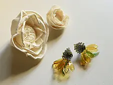 Kusumaprabha . कुसुमांप्रभा ✦ Handcrafted Glass Earring - Amber Yellow Glass Sunflower 