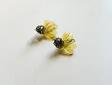 Kusumaprabha . कुसुमांप्रभा ✦ Handcrafted Glass Earring - Amber Yellow Glass Sunflower 