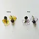 handcrafted translucent amber yellow glass sunflower stud earrings featuring a textured dark beaded center cap