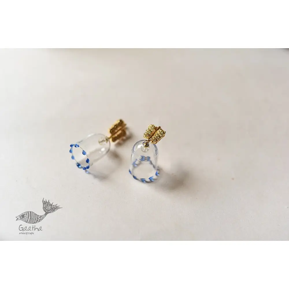 online Handmade designer glass earring- White Transparent 
