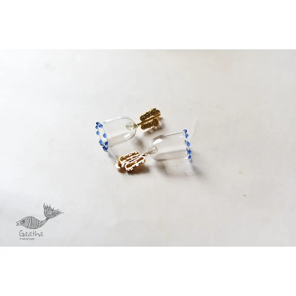 online Handmade designer glass earring- White Transparent 