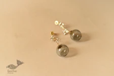 Kusumaprabha . कुसुमांप्रभा | Designer Glass Earring - Grey Glass Ball