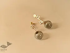 Kusumaprabha . कुसुमांप्रभा | Designer Glass Earring - Grey Glass Ball
