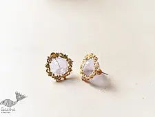 Kusumaprabha . कुसुमांप्रभा | Designer Glass Earring - Purple & Golden
