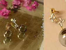 Kusumaprabha . कुसुमांप्रभा | Designer Glass Earring - Grey Glass Ball