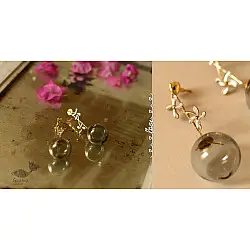 Kusumaprabha . कुसुमांप्रभा | Designer Glass Earring - Grey Glass Ball