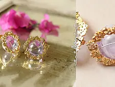Kusumaprabha . कुसुमांप्रभा | Designer Glass Earring - Purple & Golden